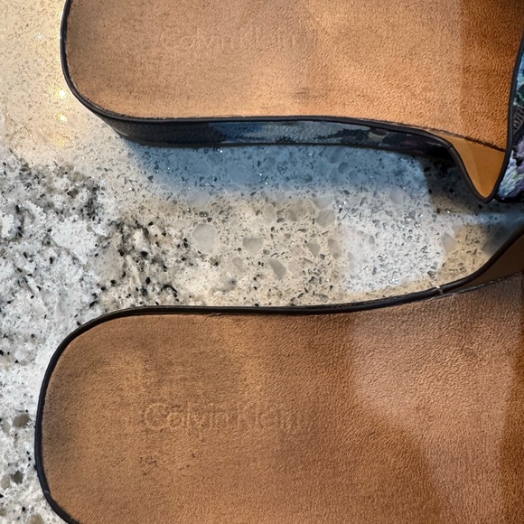 Calvin Klein Floral Slide Sandals - Black and Multicolor - Picture 6 of 10